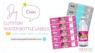 How to Make Custom Party Favors Water Bottle Labels using CanvaCricut