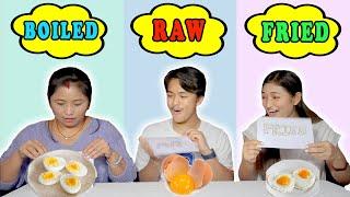 RAW Vs FRIED Vs BOILED FOOD CHALLENGE   FT. @ItsmeMuskan and HER MOM  Abishek Gurung