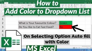 How to Color Drop Down List in Excel  How to Add Color to Dropdown List in MS Excel  Dropdown List