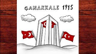 18 Mart Çanakkale Zaferi Resmi Çizimi - Çanakkale Zaferi İle İlgili Çizimler - Kolay Karakalem Çizim