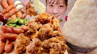 ASMR Fried Chicken Cheese Sausage Pickled Cucumbers【Mukbang Eating Sounds】【English subtitles】