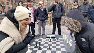 Dina Belenkaya successfully outhustles a chess hustler.