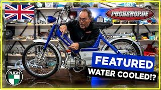 Custom tuned water cooled Puch Maxi Moped English