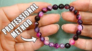 How To Make A Beaded Elastic Bracelet - No Glue Professional Method - Easy DIY jewelry tutorial