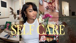 SELF CARE VLOG NEW HAIRCUT + SPA DAY + SIP AND PAINT AT HOME + TRADER JOES HAUL + ALONE TIME