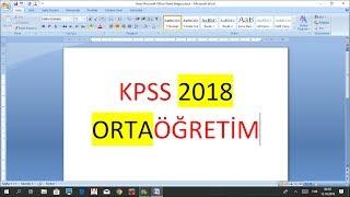 KPSS 2018 ORTAÖĞRETİM SORU VE CEVAPLARI FULL...