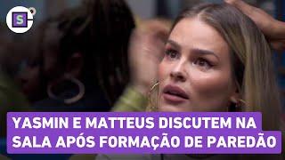 BBB 24 Yasmin e Matteus discutem na sala após o paredão