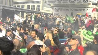 Cannabis supporters gather in Yonge-Dundas Square for 420