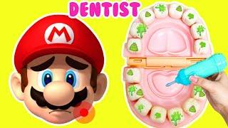 Super Mario Bros Mario Goes to Dentist & Learns to Brush His Teeth  Brushing Teeth For Kids