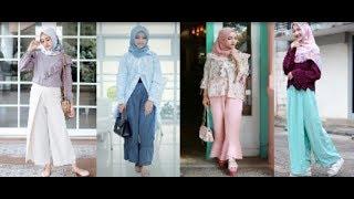 Latest Indonesian Woman Designer Tops Matching Palazzo Pant With Hijab 2018  Women Fashion 2018