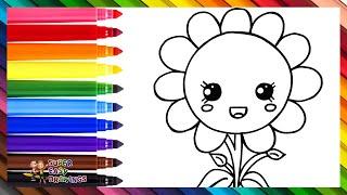 How to Draw a Flower  Draw and Color a Cute Flower  Drawings for Kids