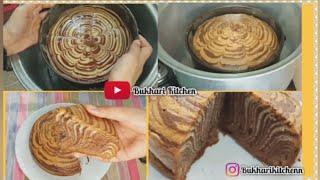 Zebra Cake  Vanilla and chocolate marble cake  without Oven cake  cake in blender