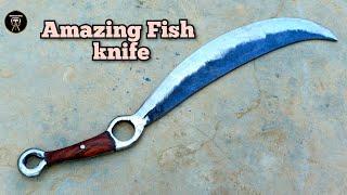 Process of Making Fish Cleaver knife out of rusty Old Hand Pump Handle  Blacksmithing projects