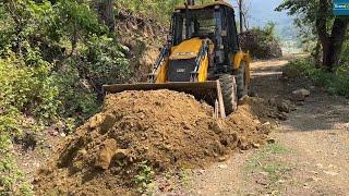 Burying Canal Pipe and Widening Mountain Narrow Road with JCB Backhoe