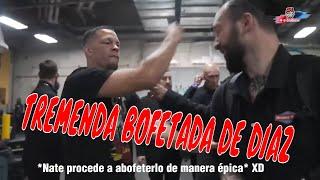 NATE DIAZ golpea con bofetadas a REPORTERO que lo hizo enojar Traducido español