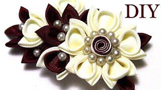 DIY Ribbon Flowers tutorial  How to make Kanzashi Flowers