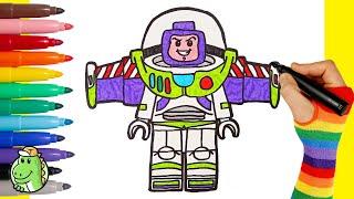 How to draw LEGO Buzz Lightyear from Toy Story - Easy Drawing for Kids and Beginners