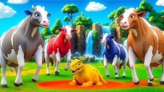 Giant Color Cows Save Baby T-Rex from Crazy Animals  Epic Rescue Adventure