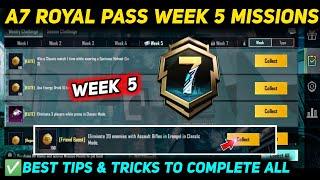 A7 WEEK 5 MISSION  PUBG WEEK 5 MISSION EXPLAINED  A7 ROYAL PASS WEEK 5 MISSION  C6S18 RP MISSIONS