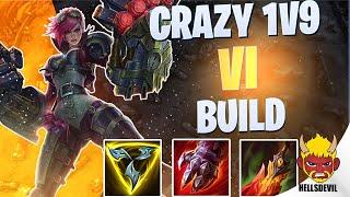 WILD RIFT  CRAZY 1V9 HYPERCARRY VI BUILD  Challenger Vi Gameplay  Guide & Build