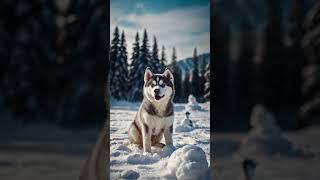 ADORABLE Husky Builds SNOWMAN - Winter Dog Fun 2024