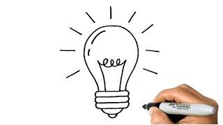 How to DRAW a LIGHT BULB Easy Step by Step Drawing Tutorials