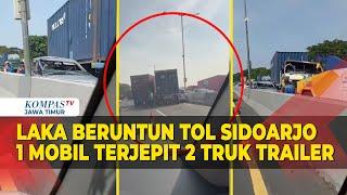 Kecelakaan Beruntun di Tol Sidoarjo 1 Minibus Ringsek Terhimpit 2 Truk Trailer