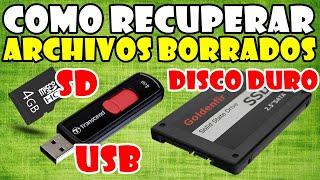 Como RECUPERAR Archivos BORRADOS en Memorias USB  Micro SD  Disco Duro SUPER FÁCIL Y RÁPIDO