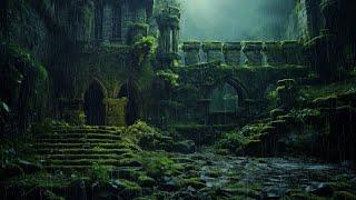 Beat Insomnia and Stress with Rain Sounds Thunder in Mossy Abandoned Castle