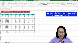 Tuyệt chiêu Copy dữ liệu từ Excel sang word giữ nguyên định dạng  Nguyễn Thị Hường