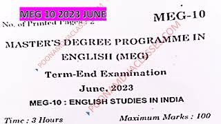 MEG 10 English Studies in India Question Paper 2023 June IGNOU MA ENGLISH