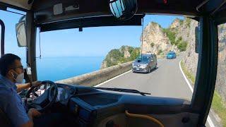 Narrow cliff bus drive 4K