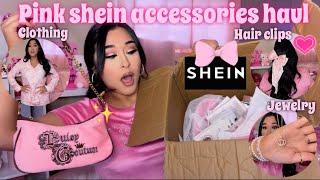 PINK SHEIN COQUETTE ACCESSORIES HAUL  40+ items juicy couture purses clothing nails & jewelry
