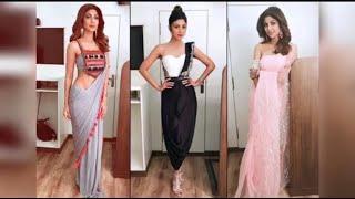 Shilpa shetty saree designs  saree draping style of shilpa shetty with hairstyles