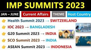 Summits 2023 Current Affairs  शिखर सम्मेलन 2023  All Important Summits 2023 Current Affairs 