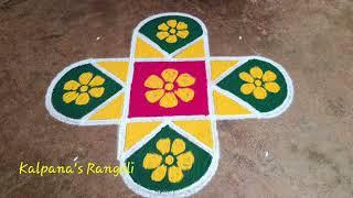 Chithira Pournami Special Big flowers padi Kollam Easy Rangoli Pandaga Muggulu