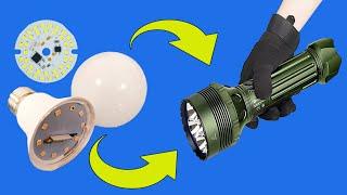 تبدیل لامپ ال ای دی ۲۲۰ ولت به چراغ قوه  Convert LED lamp to flashlight