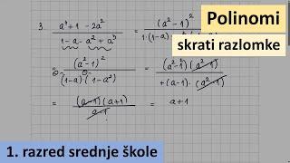 Polinomi skrati razlomak - matematika za 1 razred srednje škole