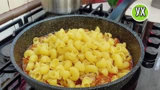 I have never cooked such delicious pasta in a frying pan. Delicious dinner.