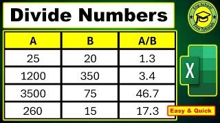 How to Divide Numbers In Excel  Divide Numbers In Excel  Divide Number in Microsoft Excel #Divide