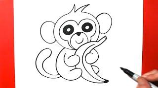 How to Draw a Cute Baby Monkey  Step by Step Drawing