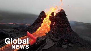 Iceland volcano Drone footage captures stunning up-close view of eruption