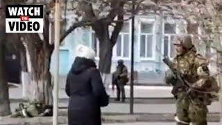 You piece of s*** Ukrainian woman confronts invading Russian soldier