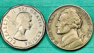 1960 US and Canada Nickels