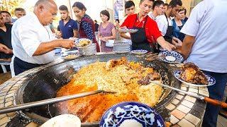 Street Food in Uzbekistan - 1500 KG. of RICE PLOV Pilau + Market Tour in Tashkent