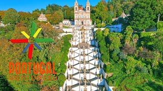 Santuário do Bom Jesus do Monte vista aérea  Bom Jesus do Monte Sanctuary aerial view - 4K Ultra HD