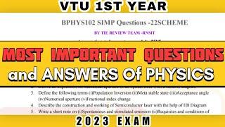 MOST IMPORTANT QUESTIONS and  ANSWERS OF PHYSICS 1ST SEM & 1ST YEAR VTU 2023 EXAM #physics  #vtu
