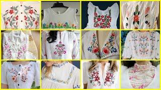 Latest white embroidery dressesfrocks  top 50 unique style white hand embroidered kurti designs