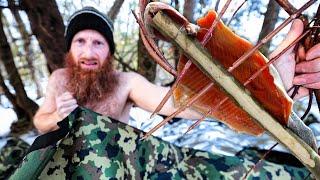 Lost Ice Fisherman Solo Survival Challenge NO Food NO Water NO Shelter  Line Hooks Blanket