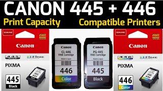 Canon 445 Black + 446 Color Cartridges  Print Capacity  Compatible Printer Models